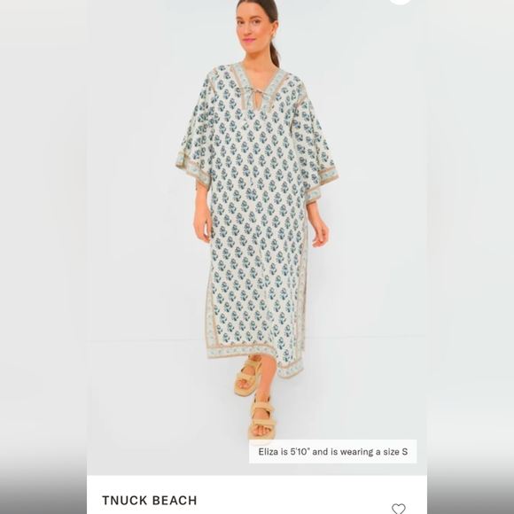 Blue and Cream Kaftan Dress - Picture 1 of 6